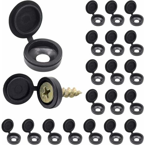 LITZEE Couvercle à Vis, 100 Bouchons à Vis en Plastique Blanc / Noir, Couvercle de Protection à Vis pour la Maison, les Meubles, Cache Vis pour les Murs, les Armoires, la Vis de Fixation de Garde-robe