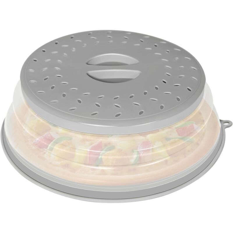 Couvercle anti-éclaboussures pliable pour micro-ondes avec trou pour crochet pour assiette, bol, passoire à fruits et légumes, gadget de cuisine