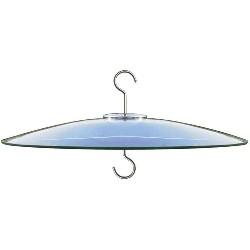 Couvercle anti-pluie en verre de 33 cm pour mangeoire à oiseaux extérieure, déflecteur sur poteau de berger ou crochet en S pour suspension, grand