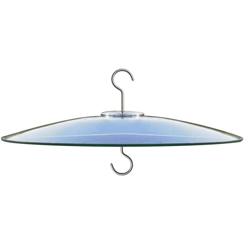 Couvercle anti-pluie en verre de 33 cm pour mangeoire à oiseaux extérieure, déflecteur sur poteau de berger ou crochet en S pour suspension, grand