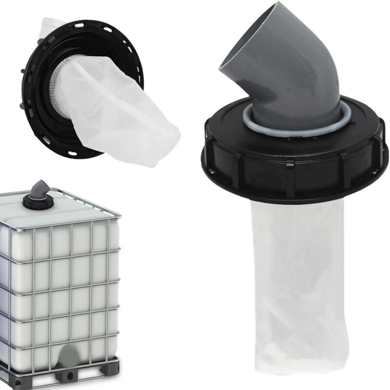 Couvercle coudé ibc dn 150 sac filtrant eau de pluie 45° couvercle de protection de la qualité de l'eau Ø163mm