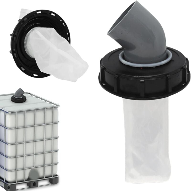 Couvercle coudé IBC DN 150 sac filtrant eau de pluie 45° couvercle de protection de la qualité de l'eau Ø163mm