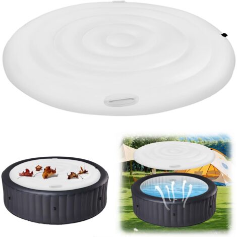 Couvercle de Bain à Remous, 138cm PVC Couverture Spa Gonflable avec Poignée, Isolation Thermique Pliable pour Spa, Spa Rond Gonflable Extérieur, Économie D'Énergie, Résistant À la Pluie, à Neige, Rond