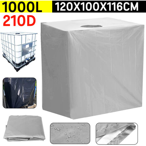 Couvercle de conteneur IBC extérieur 1000L 120x100x116cm Argent Couvercle de protection étanche Réservoir d'eau de pluie
