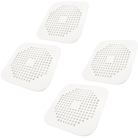 Couvercle de drain carré pour douche 5,7 pouces TPR Drain Catcher Bouchon plat en silicone Lot de 4 (blanc)