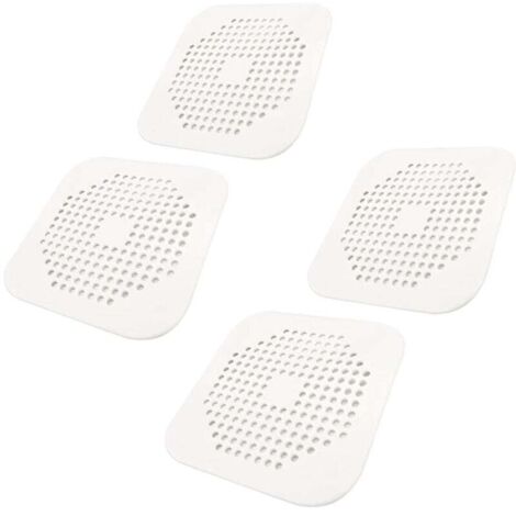 Couvercle de drain carré pour douche 5,7 pouces TPR Drain Catcher Bouchon plat en silicone Lot de 4 (blanc)