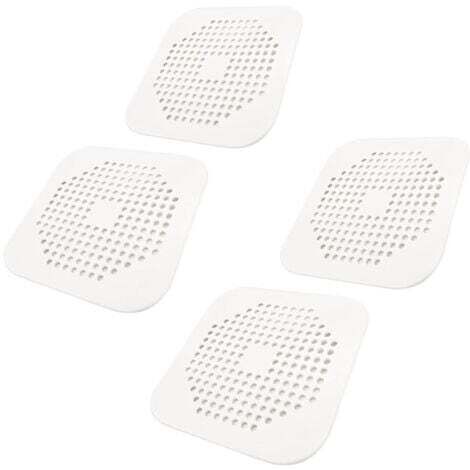 Couvercle de drain carré pour douche 5,7 pouces TPR Drain Catcher Bouchon plat en silicone Lot de 4 (blanc)