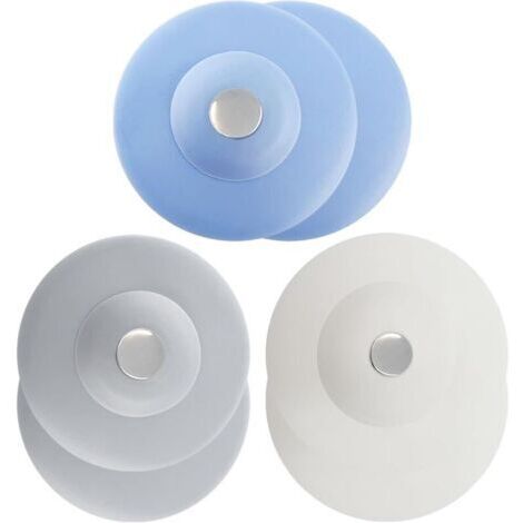 Couvercle de Drain de Sol Rond Antidérapant avec Filtre - Blanc, Bleu, Gris (6 pièces) - 10 cm - Rafraîchissant pour Baignoire, Douche, Évier