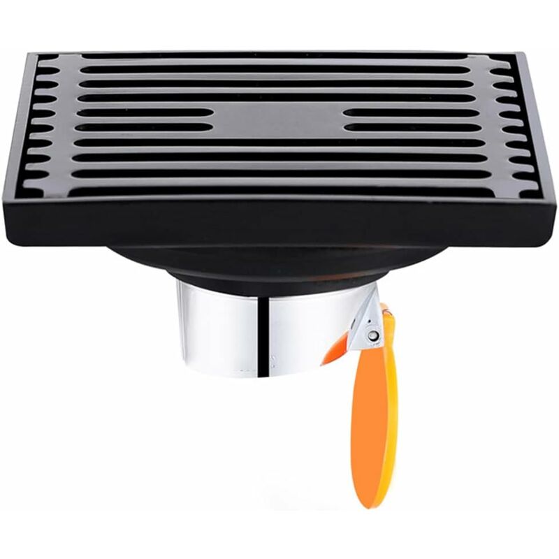 Serbia - Couvercle de Drain de Vidange Carré en Acier Inoxydable Drain de Sol Droit Anti-Odeur pour Salle de Douche, Carré 100 mm, Noir