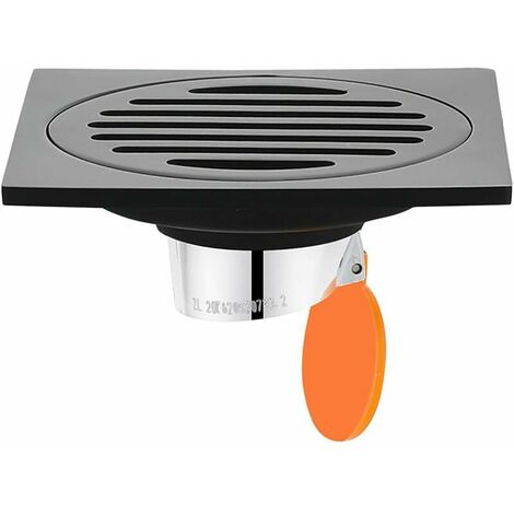 Couvercle de Drain de Vidange Carré en Acier Inoxydable Drain de Sol Droit Anti-Odeur pour Salle de Douche, Carré 100 mm, Noir