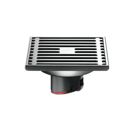 Couvercle de Drain de Vidange Carré en Acier Inoxydable Drain de Sol Droit Anti-Odeur pour Salle de Douche, Carré 100 mm, Noir