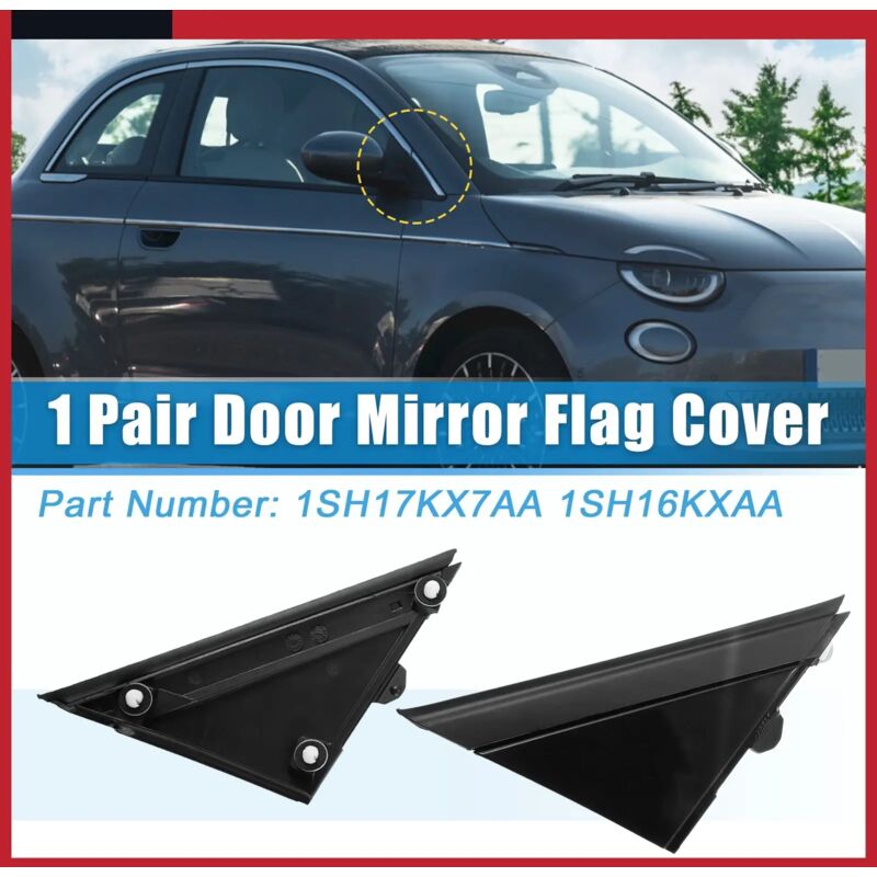 Zoternen - Une Paire de Couvertures de Drapeau de Rétroviseur de Porte, 1SH17KX7AA Moulure de Drapeau de Rétroviseur de Porte Décoration Noire Gauche