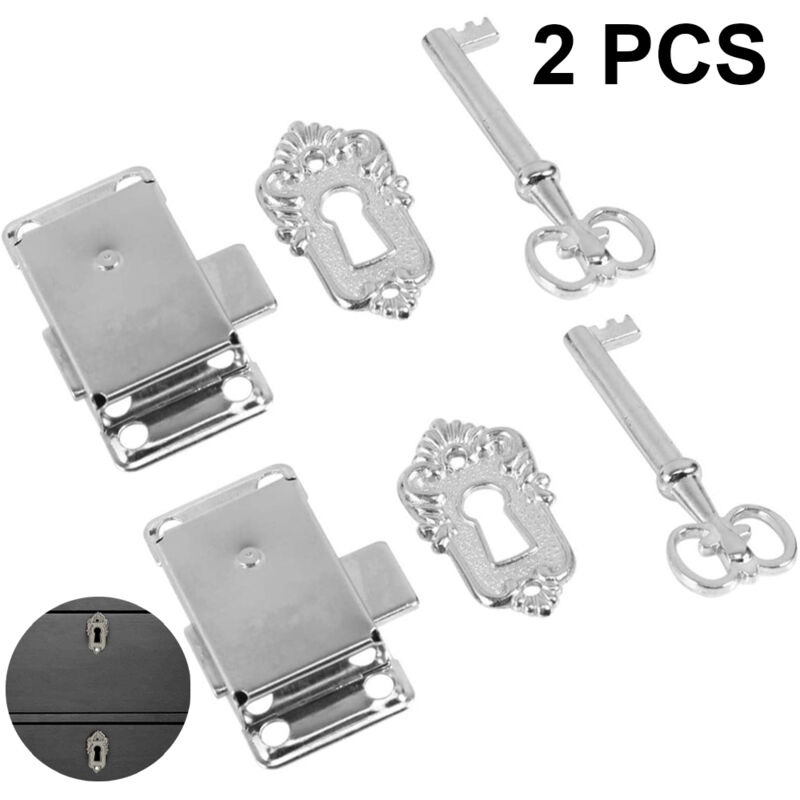 Serrures De Porte D'armoire Vintage Avec Clé Ensemble 2 Pièces