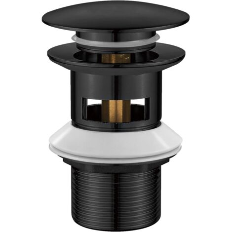 Couvercle de lavabo avec ressort et trou de trop-plein, adapté aux robinets de vidange à bouton-poussoir des lavabos munis d'un trou de trop-plein.