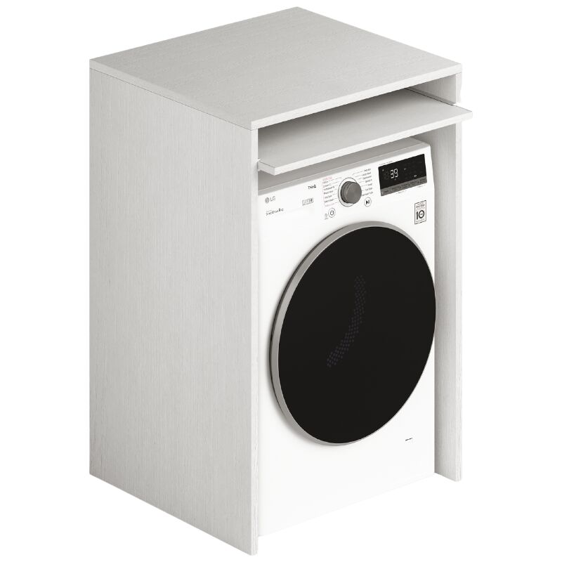Couvercle de lave-linge avec étagère extractible frêne blanc 71x65x105H cm