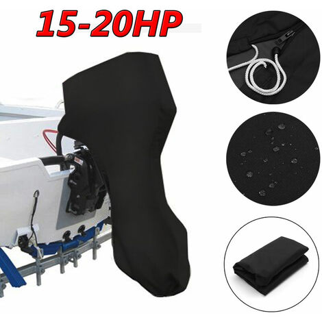 Couvercle de moteur hors-bord complet pour bateau noir adapté au moteur alimenté par tuyau étanche couvercle de moteur hors-bord de bateau en tissu Oxford