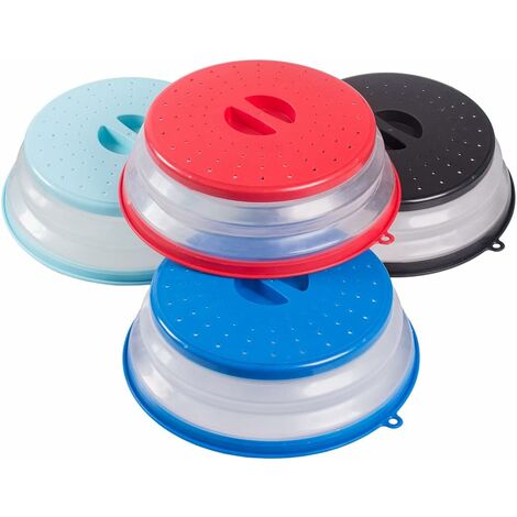 Couvercle de plaque micro-ondes amélioré, empêche les éclaboussures de nourriture, couvercle pliable pour micro-ondes pour aliments, ventilé, sans BPA et non toxique, 10,5 pouces, 4 pièces, 4 couleurs