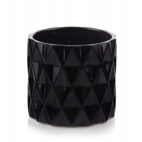 Couvercle de pot en céramique, noir, rond, 13 x 12,5 cm, cylindrique