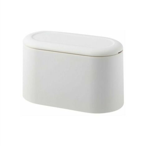 Couvercle De Presse Poubelle Rubbish Dustbin Push Trash Can Table Poubelle Blanche Mini Corbeille De Comptoir Petite Poubelle De Table Pour Cuisine Salle De Bain Bureau Lit Anti-Odeur