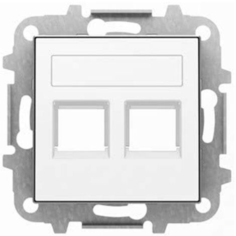 Couvercle de prise informatique double avec obturateur Blanc 8518.2BL Sky Series de Niessen