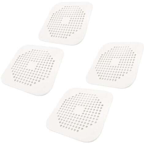 Couvercle de receveur de douche carré 14,5 cm en TPR souple – Lot de 4 bouchons plats anti-obstruction, couleur blanc