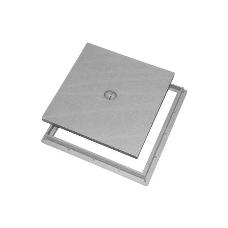 Couvercle de regard avec cadre 20x20cm pour collecteur des eaux en polypropylène – couvercle de regard renforcé + cadre