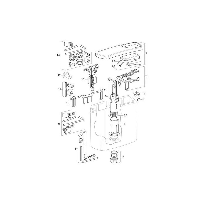Geberit - Couvercle de reservoir blanc avec touche 2 quantités pour ap 140