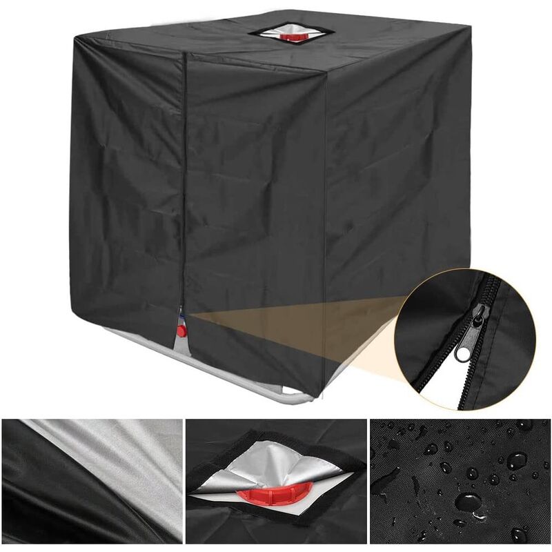Couvercle De Réservoir d'eau Bâche De Protection IBC- Noir -Le Couvercle Supérieur Et La Valve Ne sont Pas Obstrués- pour Cuve 1000L -bâche