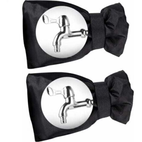 Couvercle de Robinet Antigel Extérieur - 2 Pièces，18x15x5cm，Tissu Oxford Imperméable avec Coton Épaissi pour Protection Hiver/Jardin - Modèle Universel Noir