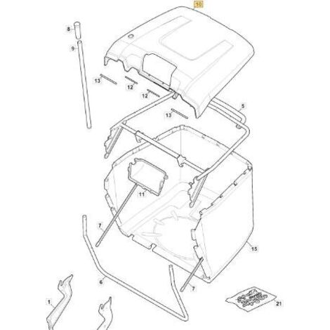 COUVERCLE DE SAC JAUNE 122410 MP 84/98 ORIGINAL STIGA - 325110439/2