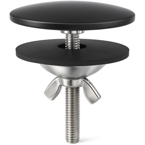 Couvercle de Trou d'Évier, Couvercle de Trou de Robinet 5 cm, en Laiton Chromé, Bouchon de Trou d'Évier pour la Cuisine et la Salle de Bain à Domicile, Couvercle d'Évier (Noir)