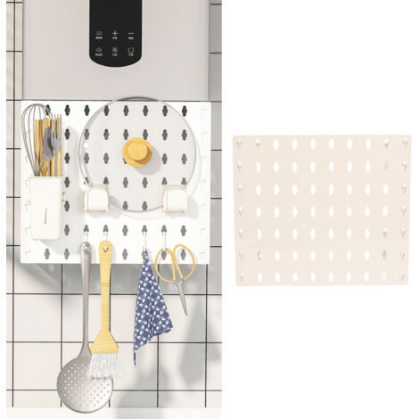 Couvercle décoratif pour chauffage gaz avec rack de rangement mural [Kitchen Gas Water Heater Decoration Cover] [Pegboard Wall Mounted Display] [Multi Function Storage Rack] en PET, 3 pièces et 6 pads