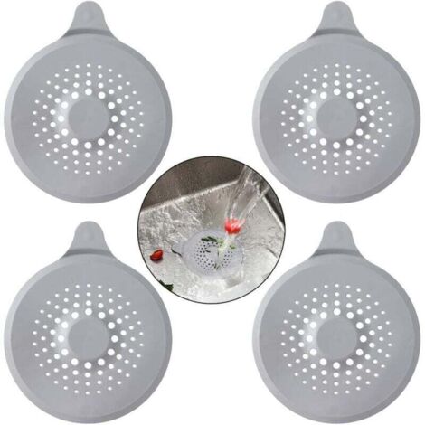 Couvercle d’égout en Silicone 4 pièces, Filtre d’évier avec Ventouse, crépine de Couvercle d’égout de Baignoire, Protecteur de Couvercle d’égout obstruant Les Cheveux et la saleté