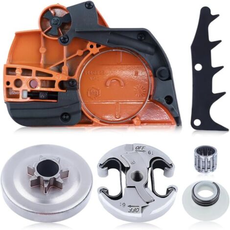 Couvercle d'embrayage avec Pignon pour Husqvarna 445 450, Couvercle + Embrayage + Cloche Embrayage + Vis sans fin + Roulement Pièces de Rechange Tronconneuse Accessoire