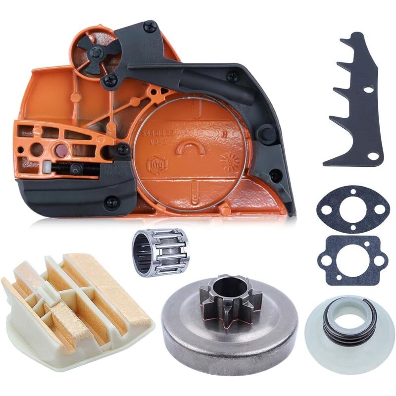 Couvercle d'embrayage de Frein Kit pour Husqvarna 445 450 avec Tambour d'embrayage .325 '7T, engrenage à vis sans Fin, Filtre à air,544097902,