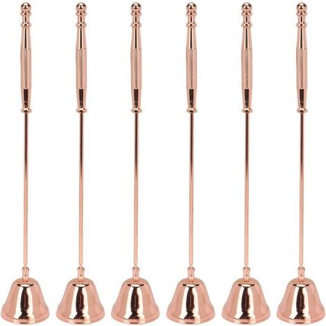 Couvercle d'extincteur de bougie en forme de cloche, or rose, avec poignée ergonomique, pour la maison, lot de 6.