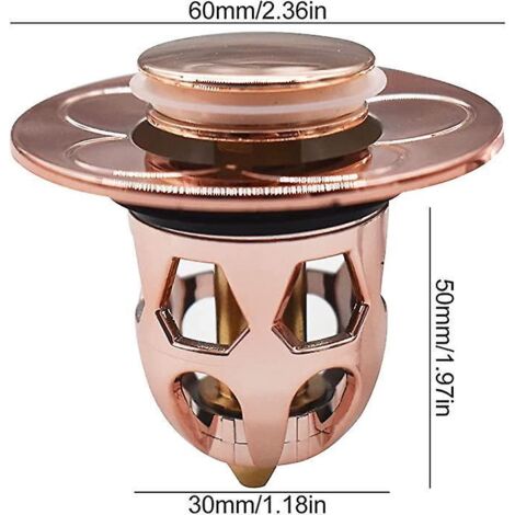 couvercle D'vier Universel 2 Pices (or Rose), Couvercle D'vier Pop - Up, Diamtre Intrieur 30mm, Tuyau De Drainage Anti - Blocage, Convient Pour Vi