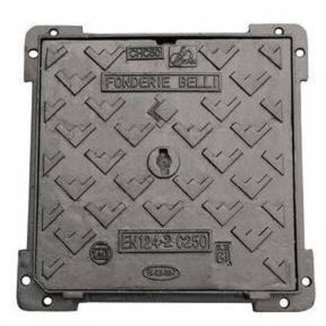 Couvercle en fonte sphéroïdale C250 – Dimensions 40 x 40 cm – Résistance à la rupture 250 kN – Conforme norme EN 124 – Senza