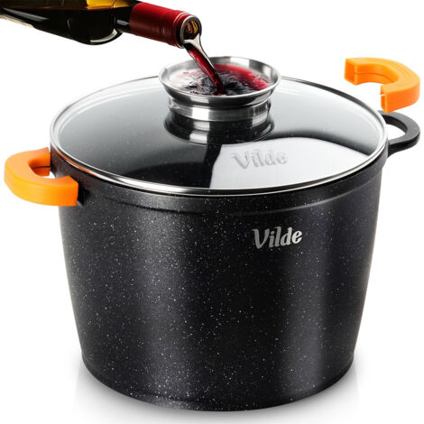 COUVERCLE EN GRANIT POUR PLAQUE À INDUCTION ET GAZ, 24 CM, 6,7 L, ANTIADHÉSIF