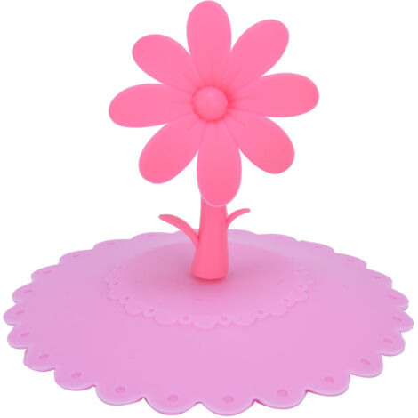 Couvercle en silicone anti-poussière pour tasses à boissons chaudes et froides avec poignée en forme de fleur, rose, idéal pour la cuisine et la maison.