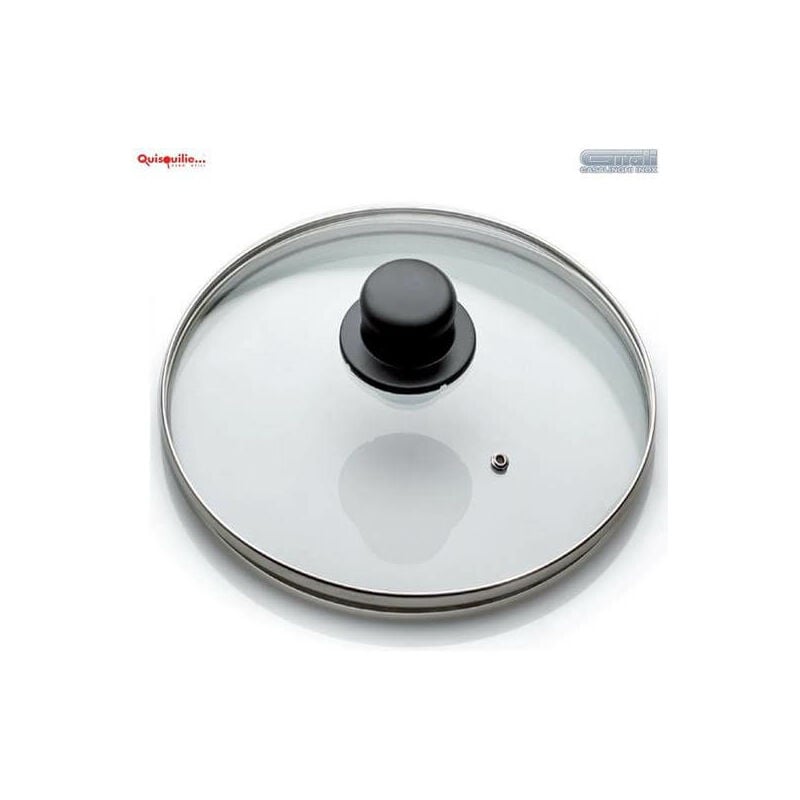 Webmarketpoint - Couvercle en verre trempé avec rebord en acier inoxydable avec trou d'aération - 38