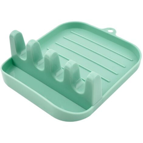 Couvercle et repose-cuillère pour comptoir de cuisine, louche/spatule/repose-cuillère pour cuisinière, support à ustensiles avec support de couvercle de casserole pour comptoir, étagère (vert)
