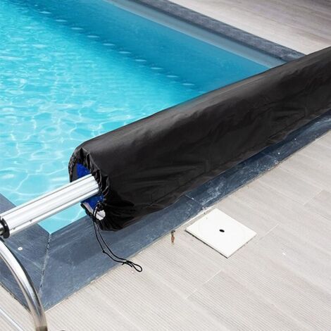 Couvercle étanche pour bassin extérieur, housse enroulable noire 610 x 96 cm, tissu polyester 190T résistant aux UV et à l’eau – idéal pour jardins, parcs et espaces extérieurs-lsw