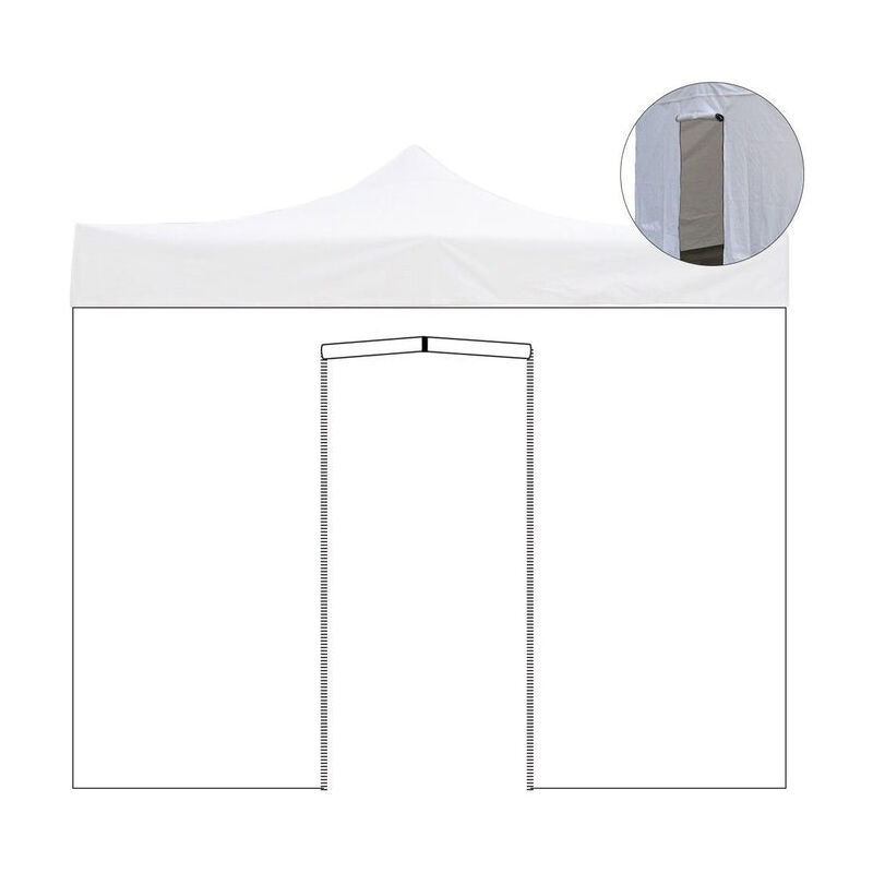 Couverture latérale blanche imperméable 6x2m avec porte enroulable pour tonnelle pliable 3x6m
