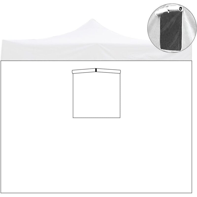 Drap latéral imperméable blanc 2x2m avec fenêtre de remplacement pour tonnelle pliable