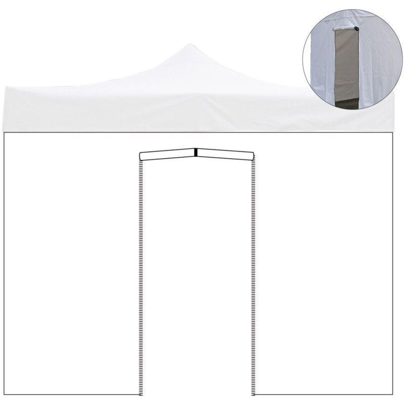 Bâche latérale imperméable blanche 4,5x2m avec porte enroulable pour tonnelle refermable