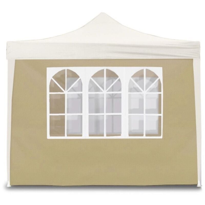Couverture latérale beige 3x2m avec fenêtres pour tonnelle pliable 3x3m