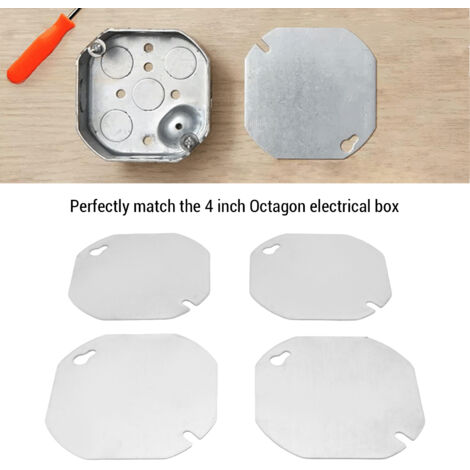 Couvercle Octagonique pour Boîte Electrique Galvanisé, Kit de 4 Pièces, Compatible pour 4 Pouces