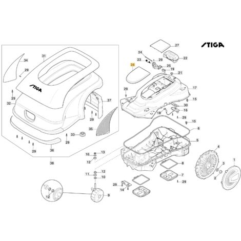 Couvercle - ORIGINAL STIGA a10000 rtk tondeuse robot 381110017/0