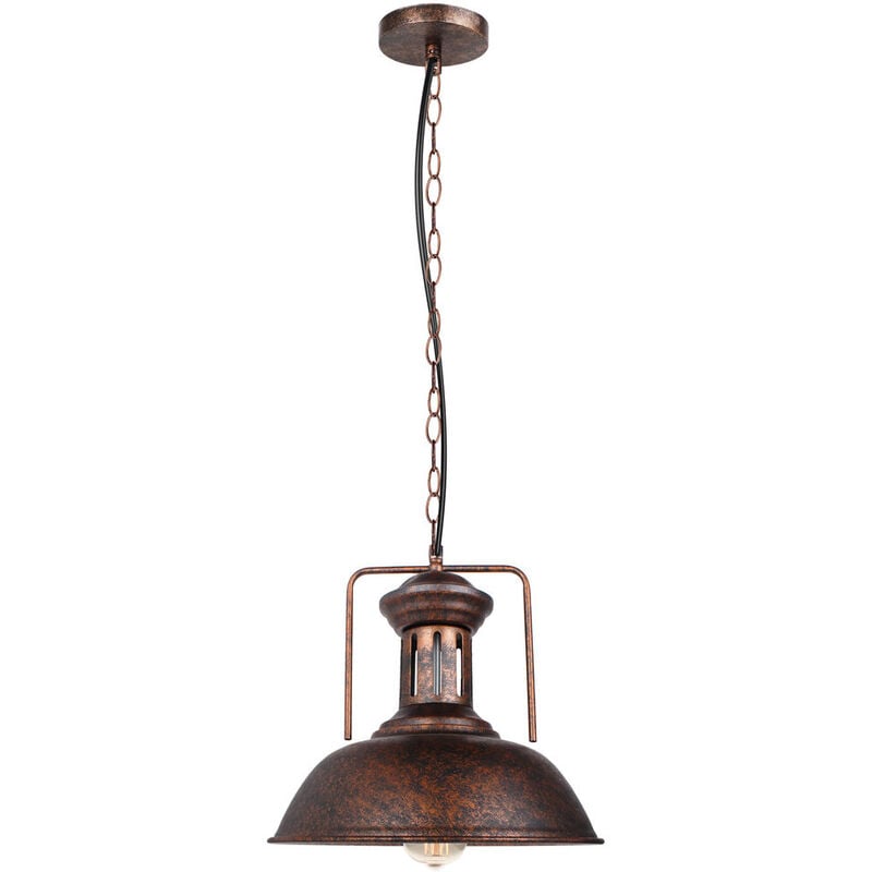 Lustre Suspension Créatif Nostalgique Fer Forgé Ø33CM E27 Réglable Lumière Décorative Café Restaurant Bar Rouille